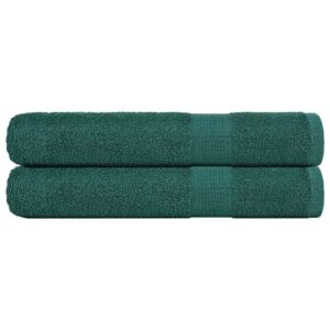 vidaXL Håndklær 2 stk grønn 100x200 cm 360 g/m² 100 % bomull