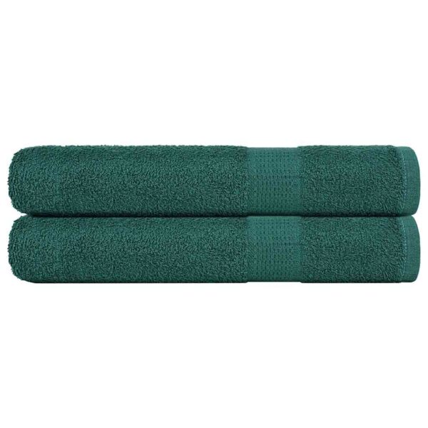 vidaXL Håndklær 2 stk grønn 100x200 cm 360 g/m² 100 % bomull