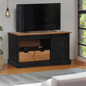 vidaXL TV-skap HALDEN med skyvedør svart 110x40x60 cm heltre