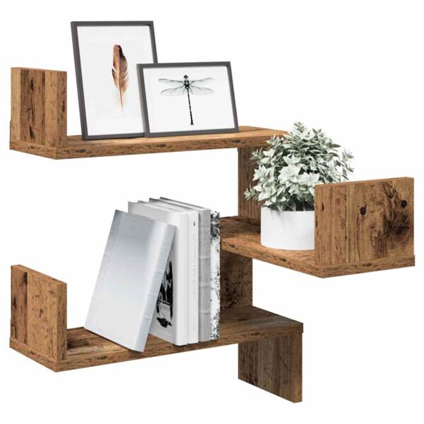 vidaXL Veggmontert hylle gammelt tre 40x40x49