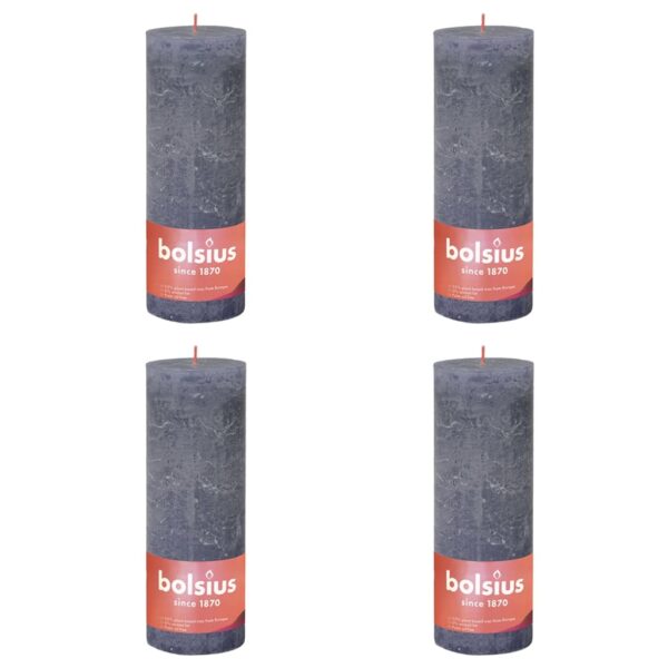 Bolsius Rustikke søylelys Shine 4 stk 190x68 mm skumringsblå