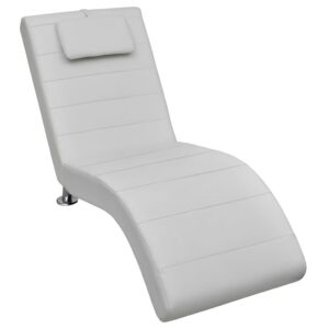 vidaXL Sjeselong med pute hvit kunstig skinn