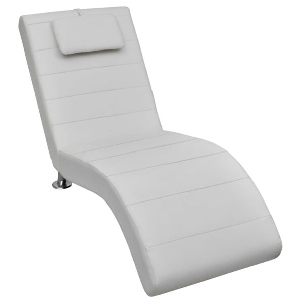 vidaXL Sjeselong med pute hvit kunstig skinn