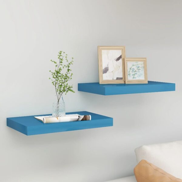 vidaXL Flytende vegghyller 2 stk blå 40x23x3