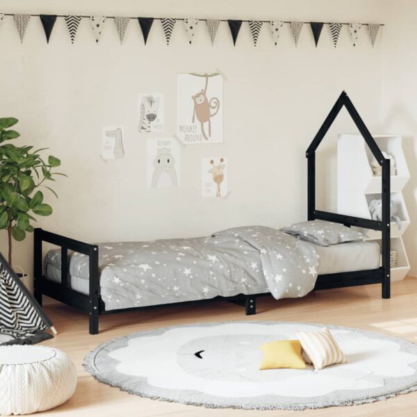 vidaXL Barnesengeramme svart 80x200 cm heltre furu