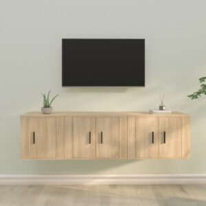 vidaXL TV-skapsett 3 deler sonoma eik konstruert tre
