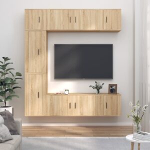vidaXL TV-skapsett 7 deler sonoma eik konstruert tre