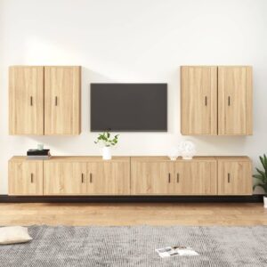 vidaXL TV-skapsett 8 deler sonoma eik konstruert tre