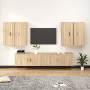 vidaXL TV-skapsett 6 deler sonoma eik konstruert tre