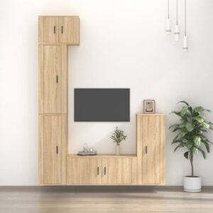 vidaXL TV-skapsett 5 deler sonoma eik konstruert tre